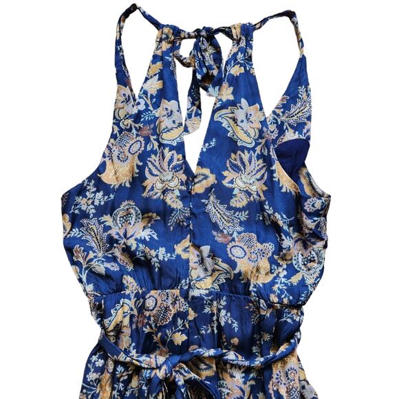 Anthropologie Ett Twa navy blue floral print jumpsuit size small - Picture 6 of 9